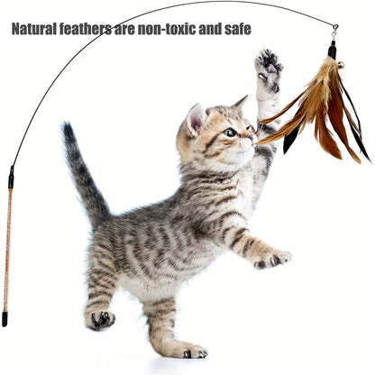 Cat Toy Feather Refills 6 PCS – Natural Bird Feather Replacement for Cat Wand, Interactive Toy for Indoor Cats