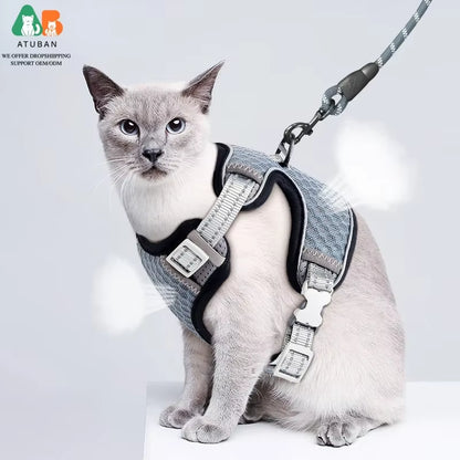 Escape Proof Cat Harness and Leash – Adjustable Reflective Cat Harness for Small & Large Cats, Safe Walking Vest