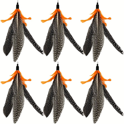 Cat Toy Feather Refills 6 PCS – Natural Bird Feather Replacement for Cat Wand, Interactive Toy for Indoor Cats