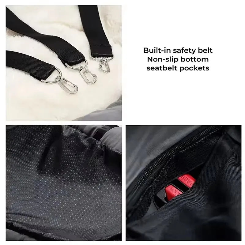 Luxury Removable Waterproof Dog Car Seat Dog Beds Pet Car Seat Portable Travel Dog Car Backseat Pet Carrier Bag Solid Pattern