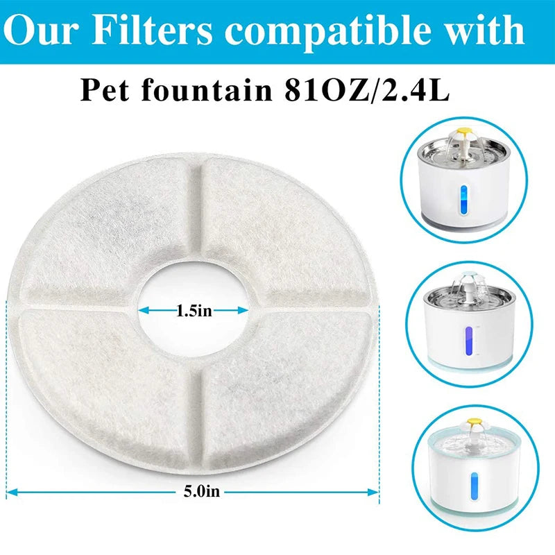 Replacement Activated Carbon Filter for Cat Water Drinking Fountain Replaced Filters Flower for Pet Dog round Fountain Dispenser