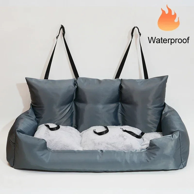 Luxury Removable Waterproof Dog Car Seat Dog Beds Pet Car Seat Portable Travel Dog Car Backseat Pet Carrier Bag Solid Pattern