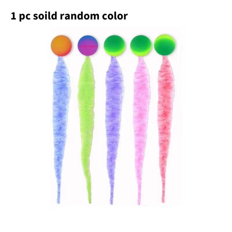 Cat Interactive Toys Caterpillar Elastic Ball Cat Toy Rainbow Worm Bouncing Ball Pet Supplies Puzzle Teasing Cat Interactive Toy