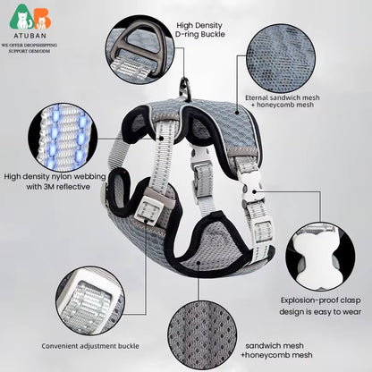 Escape Proof Cat Harness and Leash – Adjustable Reflective Cat Harness for Small & Large Cats, Safe Walking Vest