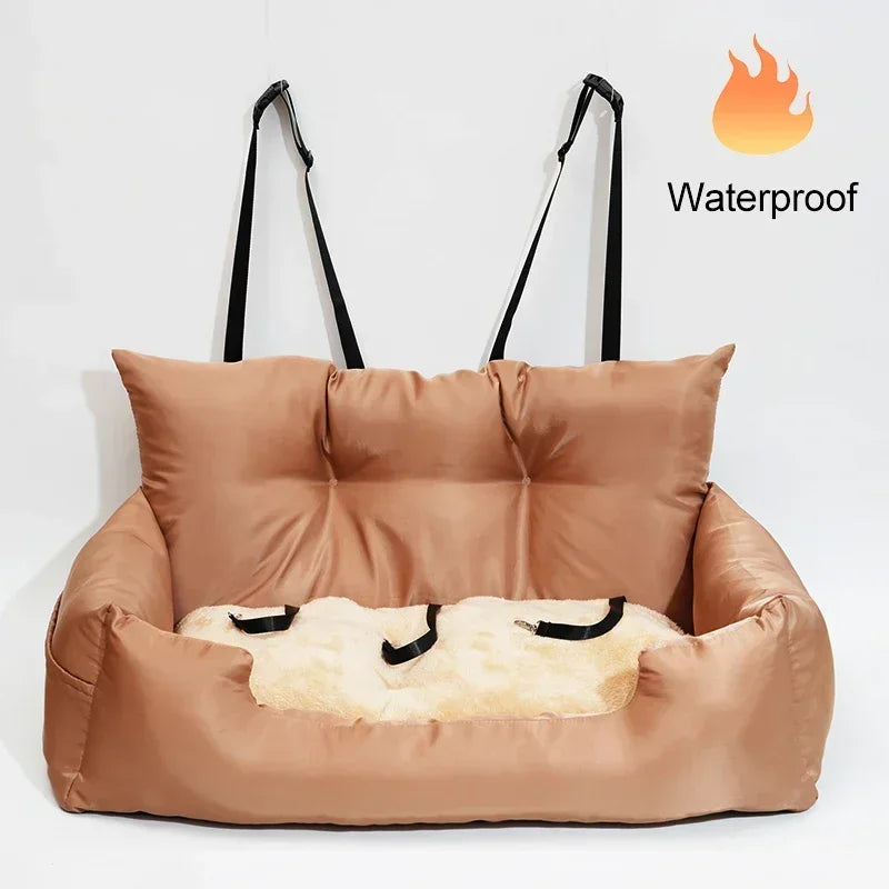 Luxury Removable Waterproof Dog Car Seat Dog Beds Pet Car Seat Portable Travel Dog Car Backseat Pet Carrier Bag Solid Pattern