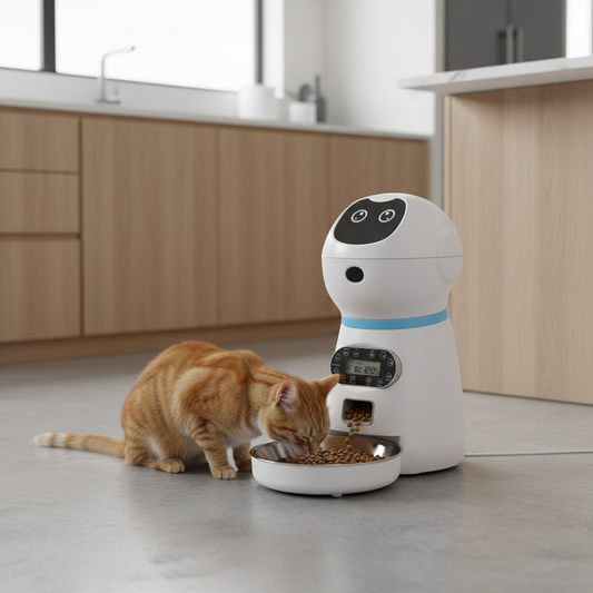 3.5L Automatic Pet Feeder – smart food dispenser with stainless steel bowl, cat eating